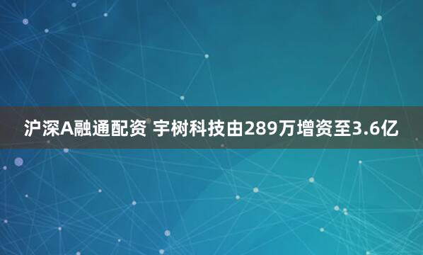 沪深A融通配资 宇树科技由289万增资至3.6亿